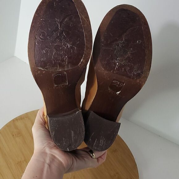 Free People Tan Elle Slouchy Leather Block Heel Boot Size 38 (7.5) - Picture 9 of 15